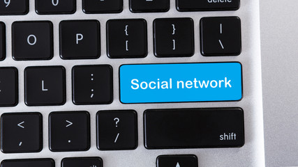 Aufkleber - Social network blue button on computer keypad