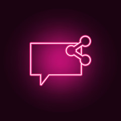 Poster - bubbles of communication with the sign will share icon. Elements of Web in neon style icons. Simple icon for websites, web design, mobile app, info graphics