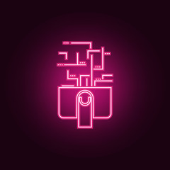 Poster - touchscreen technology icon. Elements of Web Development in neon style icons. Simple icon for websites, web design, mobile app, info graphics