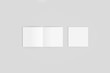 © sabir - Mockup of opened and closed blank square booklet  Mock-up isolated on soft gray background.