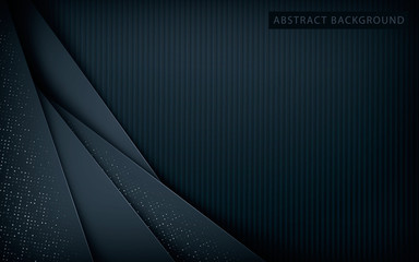 Wall Mural - Dark abstract background with black overlap layers. Texture with silver glitters dots element decoration.
