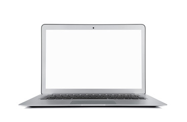 Poster - Blank modern laptop isolated on white background with clipping path for the screen