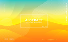 Dynamic Wave Background. Modern Yellow And Blue Gradient Color Wavy Abstract Shape Composition. Colorful Fluid Landing Page.