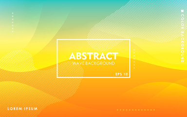 Wall Mural - Dynamic wave background. Modern yellow and blue gradient color wavy abstract shape composition. Colorful fluid landing page.