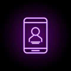 Poster - smartphone user neon icon. Elements of business set. Simple icon for websites, web design, mobile app, info graphics