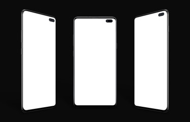 Aufkleber - Multiple modern smart phones with isolated screen for mockup, app promotion. Under display camera.