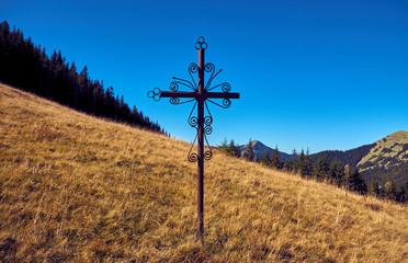 Iron cross in in The Carpathian Mountains