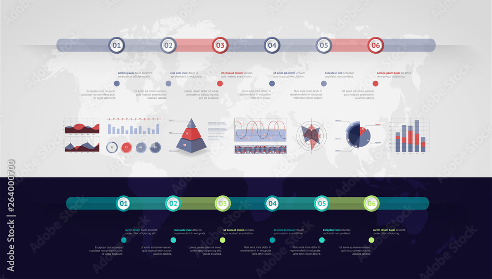 Timeline vector infographic. World map Stock Vector | Adobe Stock