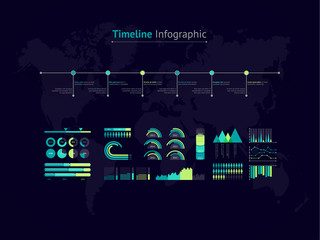 Aufkleber - Timeline vector infographic. World map