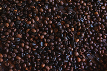 Close up of roasted coffee beans