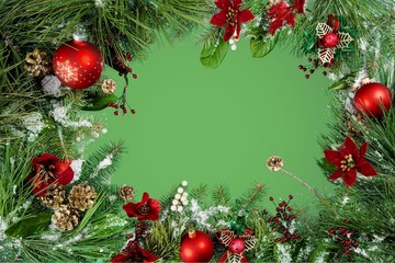 Canvas Print - Christmas greenery and ornaments