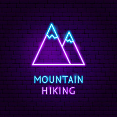 Wall Mural - Mountain Hiking Neon Label