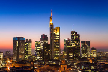 Wall Mural - cityscape of Frankfurt am Main city at sunset