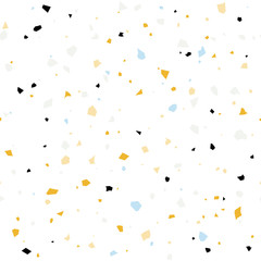 Poster - Terrazzo flooring textured surface modern abstract pattern. Vector seamless abstract repeat with chips of marble or granite in soft pastel  colors.