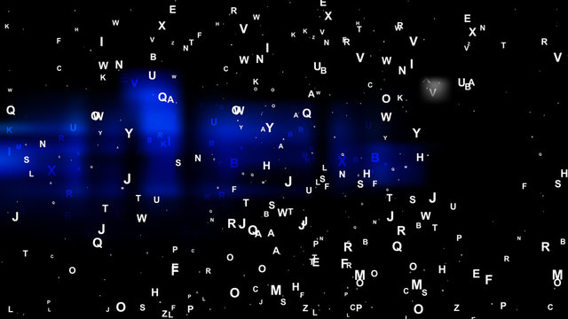 Cool Blue Scattered Letters Background Vector Illustration