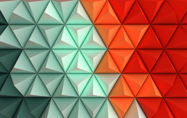 3d render coloful background. paper pyramid geometric abstract illustration