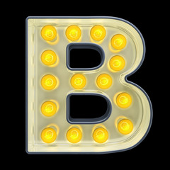 Poster - Light bulb letter B, retro glowing font. 3D rendering