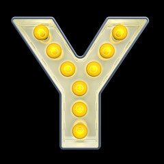 Leinwandbilder - Light bulb letter Y, retro glowing font. 3D rendering