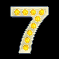 Leinwandbilder - Light bulb number 7, retro glowing font. 3D rendering