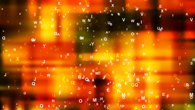 Abstract Black Red and Yellow Scattered Letters Background Image