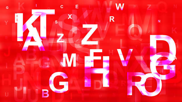 Red and White Random Alphabet Letters Background Graphic