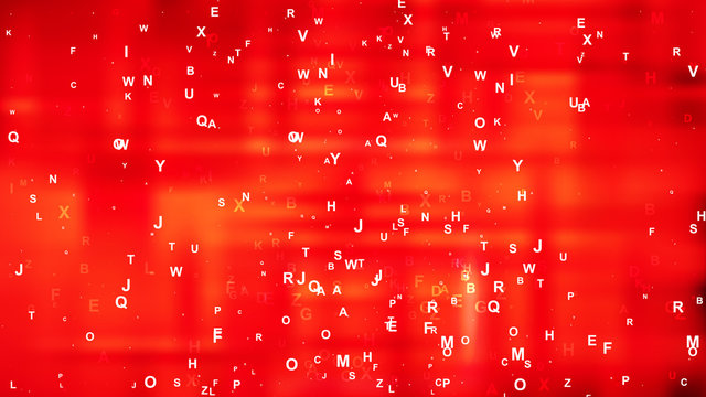 Abstract Red Random Letters Background