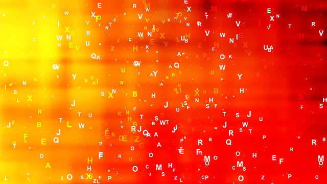 Abstract Red and Yellow Random Alphabet background