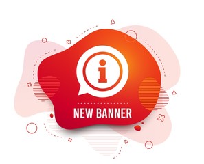Poster - Fluid badge. Information sign icon. Info speech bubble symbol. Abstract shape. Gradient information icon. Flyer liquid banner. Vector