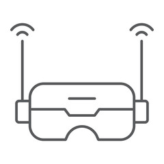 Poster - FPV technology thin line icon, innovation and virtual, fpv glasses sign, vector graphics, a linear pattern on a white background.