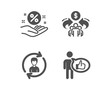© blankstock - Set of Human resources, Sharing economy and Loan percent icons. Like sign. Update profile, Share, Discount hand. Thumbs up.  Classic design human resources icon. Flat design. Vector