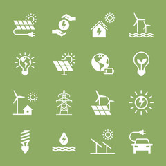 Wall Mural - set of eco vector icons in flat style. eco collection with various icons on the theme of ecology and
