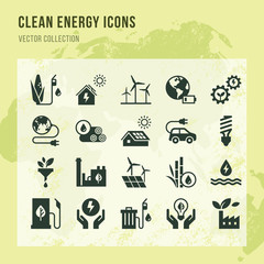 Wall Mural - vector collection of clean energy icons in flat style. eco collection with various icons on the them