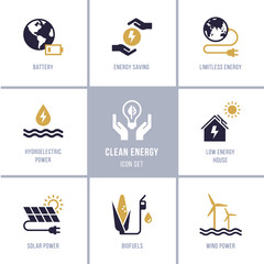 Wall Mural - eco collection with various icons on the theme of ecology and green energy. isolated, editable and s