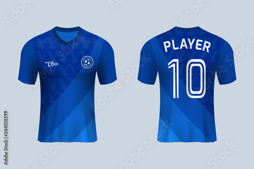 Cuadros en Lienzo 3D realistic mock up of front and back of blue soccer jersey t-shirt