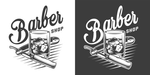 Poster - Vintage barbershop monochrome logotype