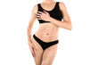 © junky_jess - Woman in black top and panties. Everyday female underwear, isolated on white