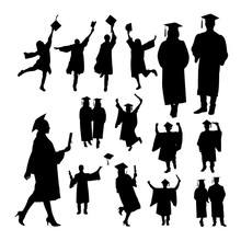 Graduation Silhouettes. Good Use For Symbol, Logo, Web Icon, Mascot, Sign, Or Any Design You Want.