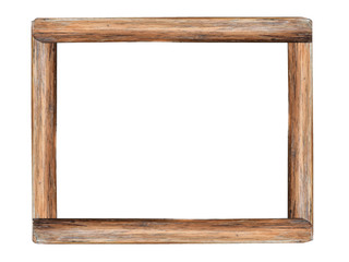 Wooden picture frame isolated on white background. with clipping path.