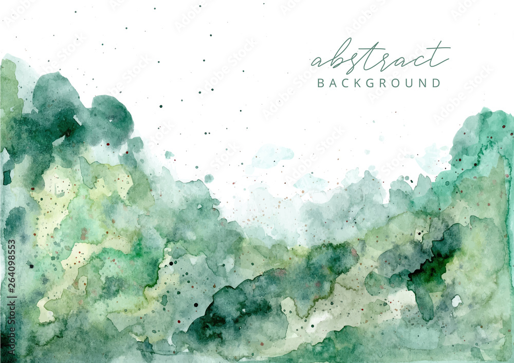 green abstract watercolor texture background - obrazy, fototapety, plakaty 