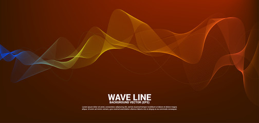 Aufkleber - Orange Sound wave line curve on red background. Element for theme technology futuristic vector