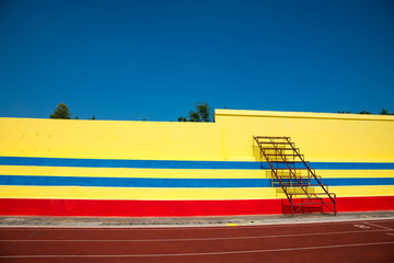 Canvas Print - Outdoor track and field stadium runway sprint to the finish