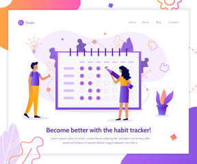 Poster - Become better with the habit tracker! Self-improvement concept. Flat vector illustration.