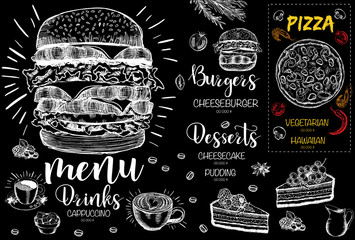 Sticker - Restaurant cafe menu, template design. Food flyer.