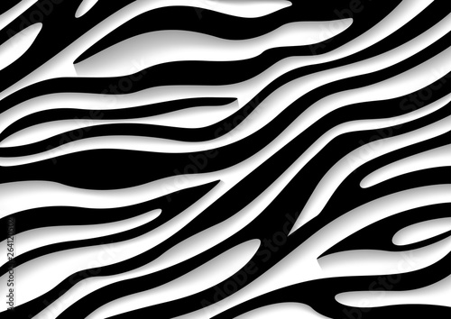 Black and White Zebra Pattern with Three-dimensional Effect - Animal Structur...