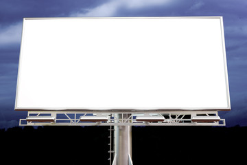 Wall Mural - 3D rendering of blank billboard (empty advertisement) with clouds. Empty mockup template