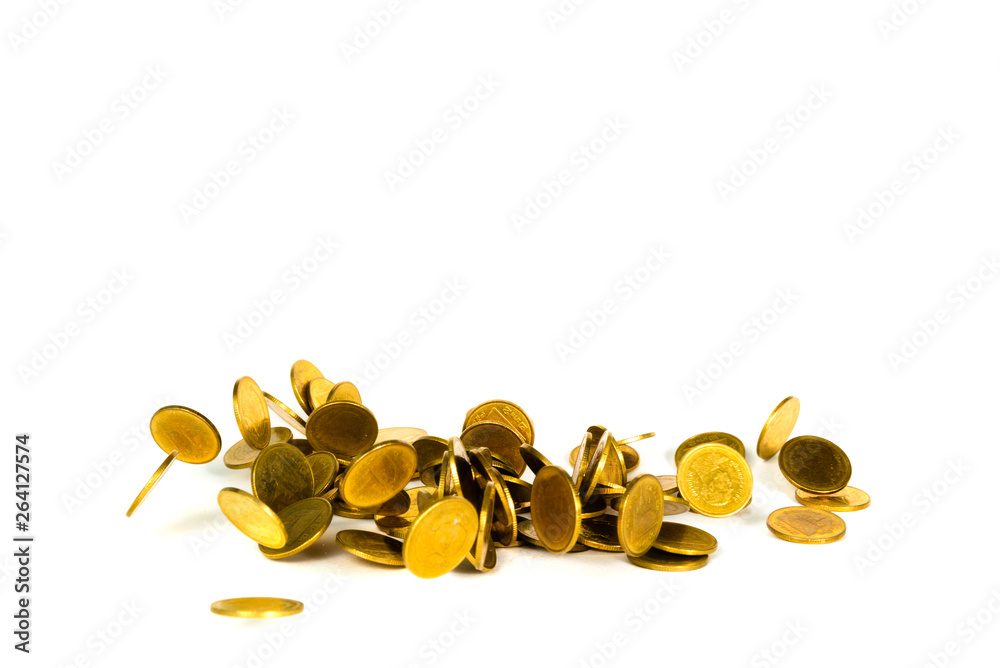 Movement of falling gold coin, flying coin, rain money isolated on ...