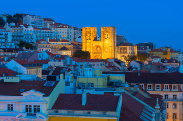 Fototapete -  Lisbon Cathedral twilight church Portugal