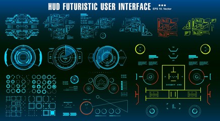 Wall Mural - HUD elements mega set pack. Dashboard display virtual reality technology screen. Futuristic user interface.
