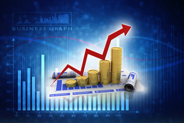 Poster - 3d rendering Stock market online business concept. business Graph 