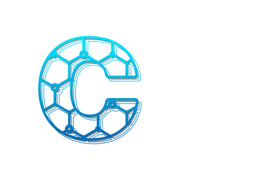 Letter C logo design template with hexagon shape. Line art logo type design concept of Abstract technology logo